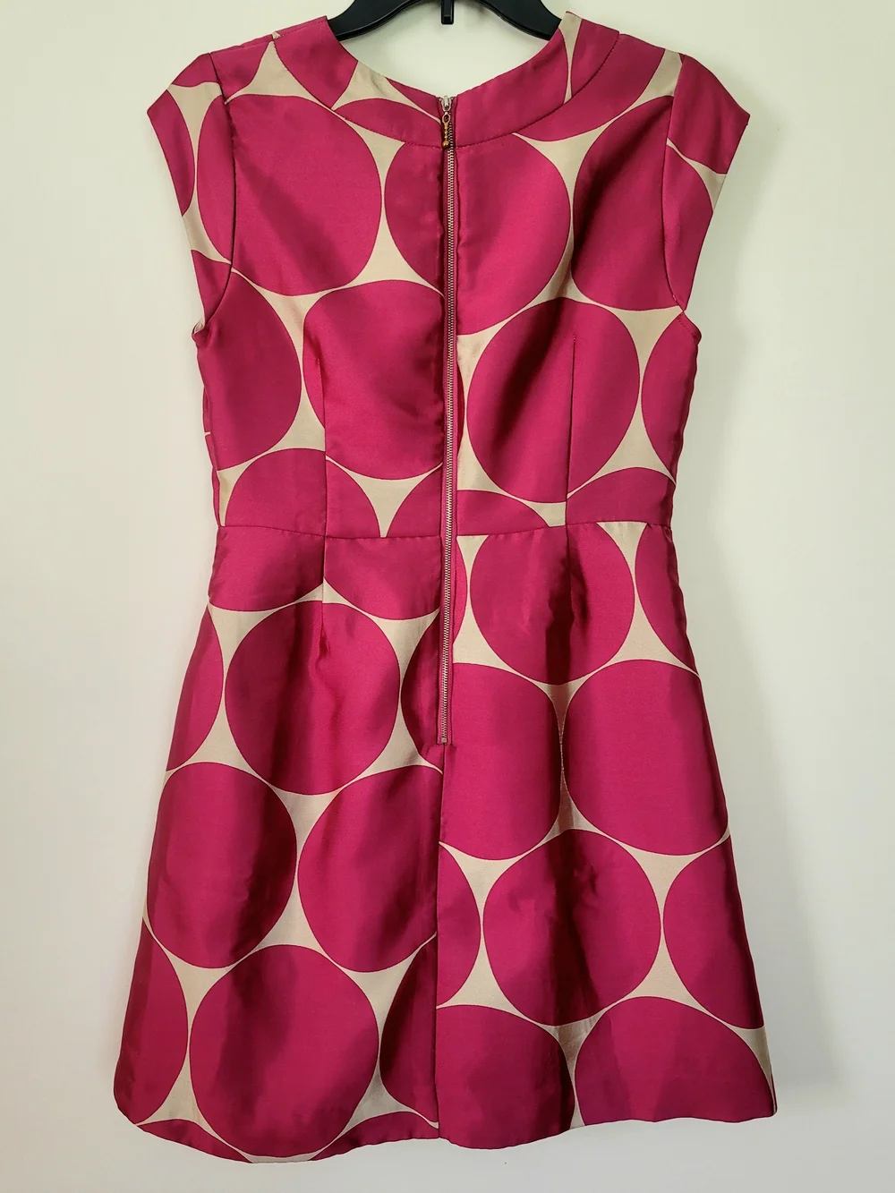 Kate Spade Silk Hot Pink Cap Sleeve Fit Flare Pleated Knee Length Party Dress 6